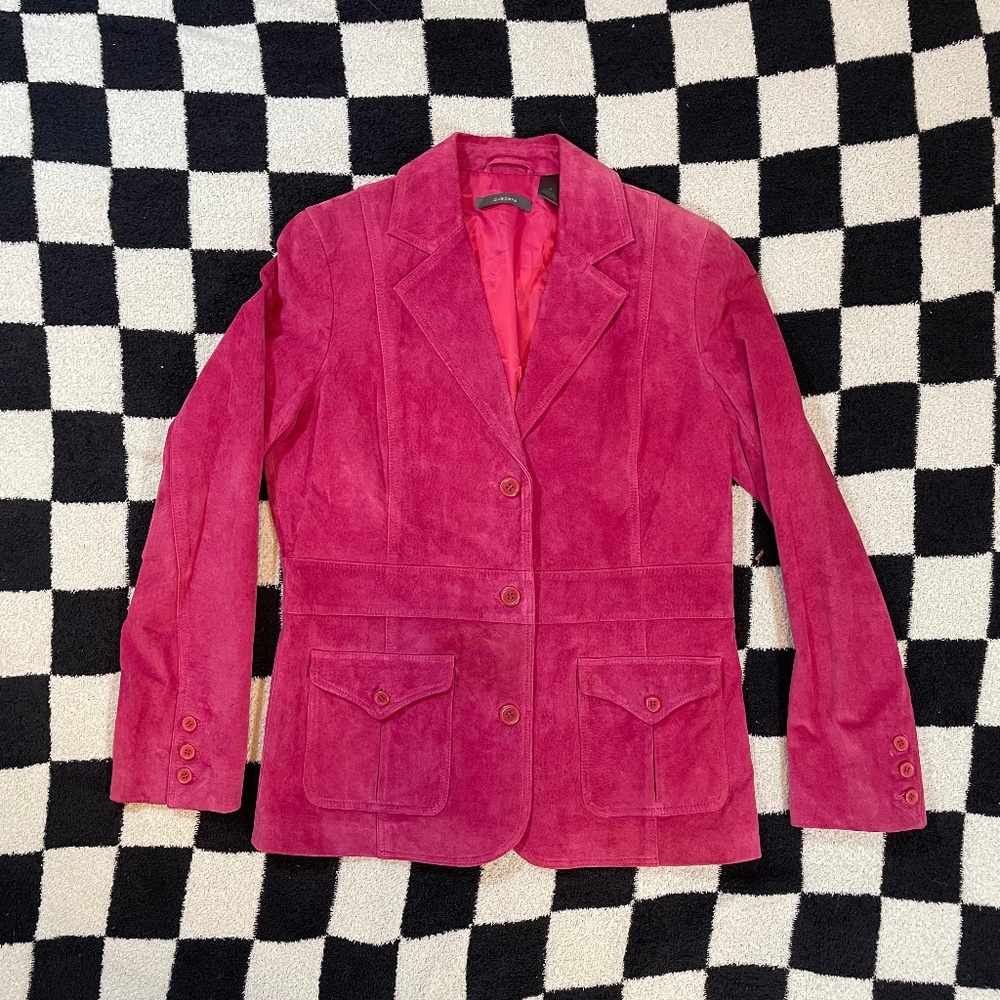 liz clairborne pink suede leather blazer size medium